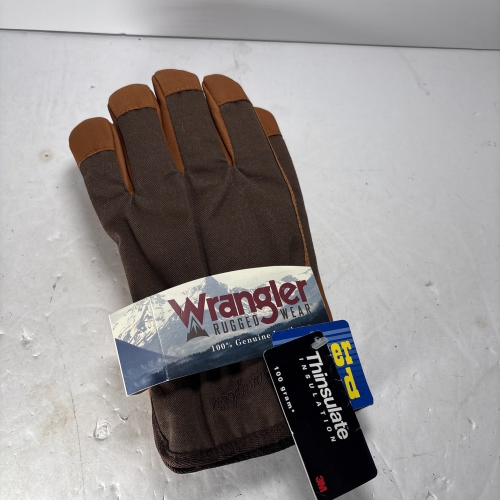 Wrangler Rugged Wear Genuine Leather Thinsulate‎ Lined Brown Winter Gloves
